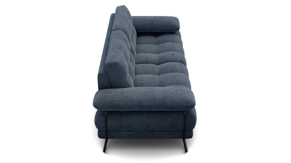 SOFA BUBBARA 2,5-Sitzer, marineblau - Blau/Schwarz, Holz/Textil (215/87/96cm) - Courtois Laville