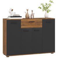 SIDEBOARD DE-11120 4 Türen Braun/Schwarz - Braun, Holzwerkstoff (120/85/35cm) - ComfortXL