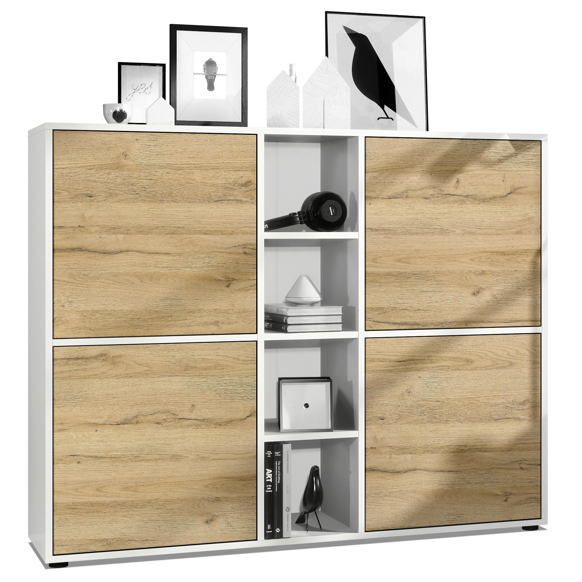 Vladon Highboard Eiche 130.5x105.5x35.5 cm
