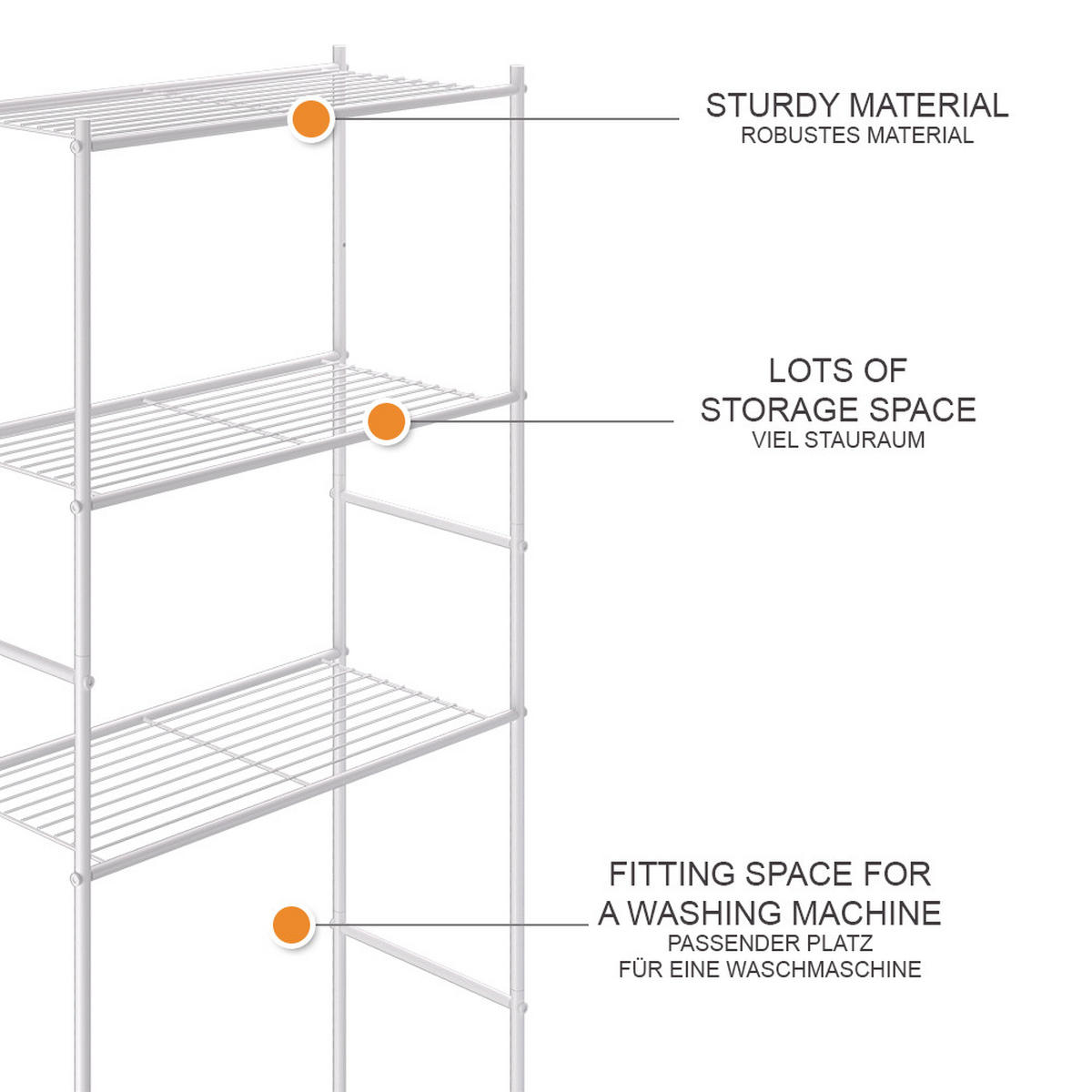 SKŘÍŇKA NA PRAČKU Miso Bílá - bílá, kov (66/162/30cm) - Vicco
