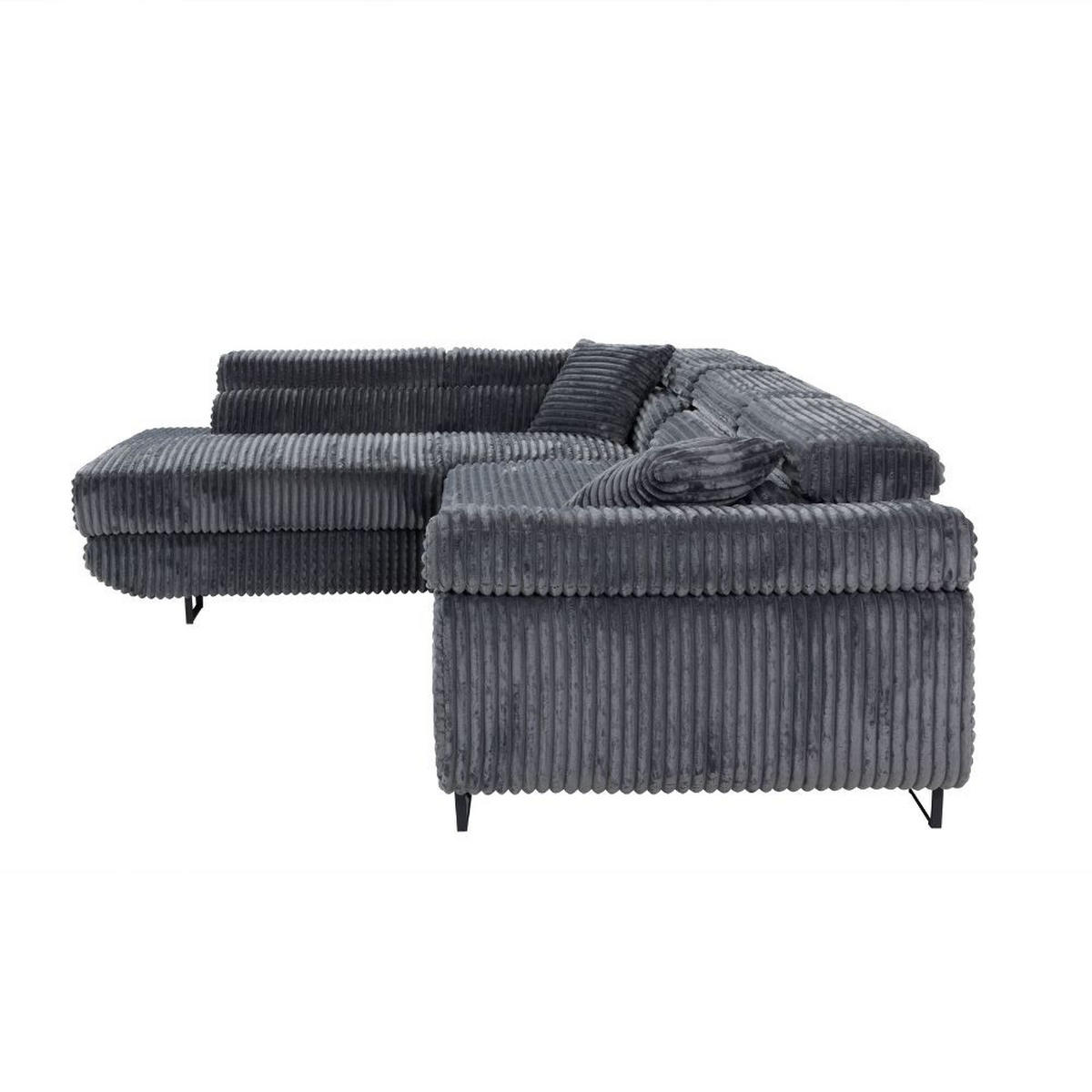 ECKSCHLAFSOFA Luis L, mit Schlaffunktion und Bettkasten – praktisch und bequem, Links, Dunkelgrau - Dunkelgrau/Schwarz, Textil (275/205cm) - AN-Moebel 4u