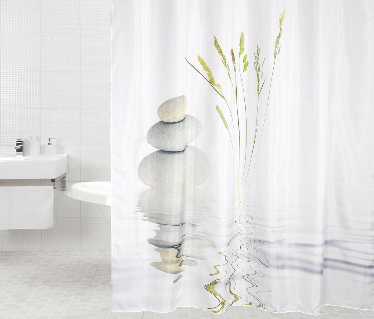 DUSCHVORHANG Balance 180 x 200 cm - Beige, Textil (180/200cm) - Sanilo