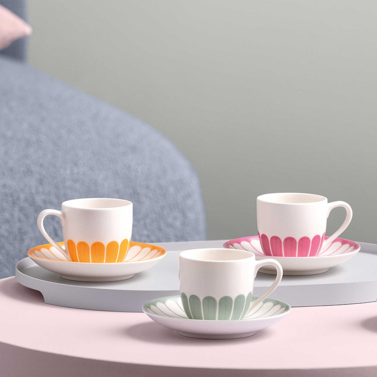 ESPRESSOTASSE MIT UNTERTASSE Fleur Couleur Vert 70 ml - Grün, Keramik (11.7/8/11.7cm) - Villeroy & Boch