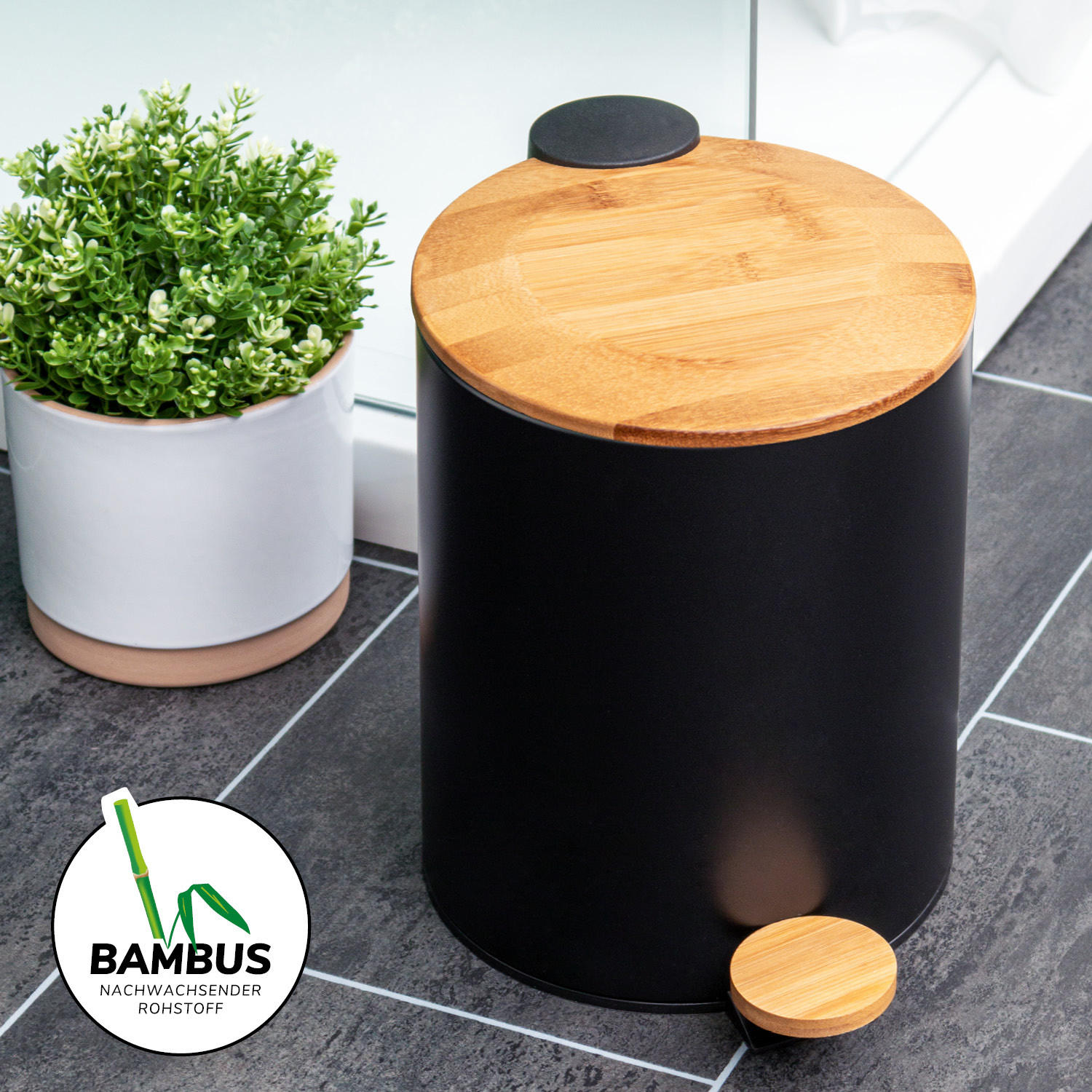 Thumbnail - bremermann Mülleimer,, Schwarz, Metall, 21x27x29.5 cm, Küchen, Küchenausstattung, Mülleimer