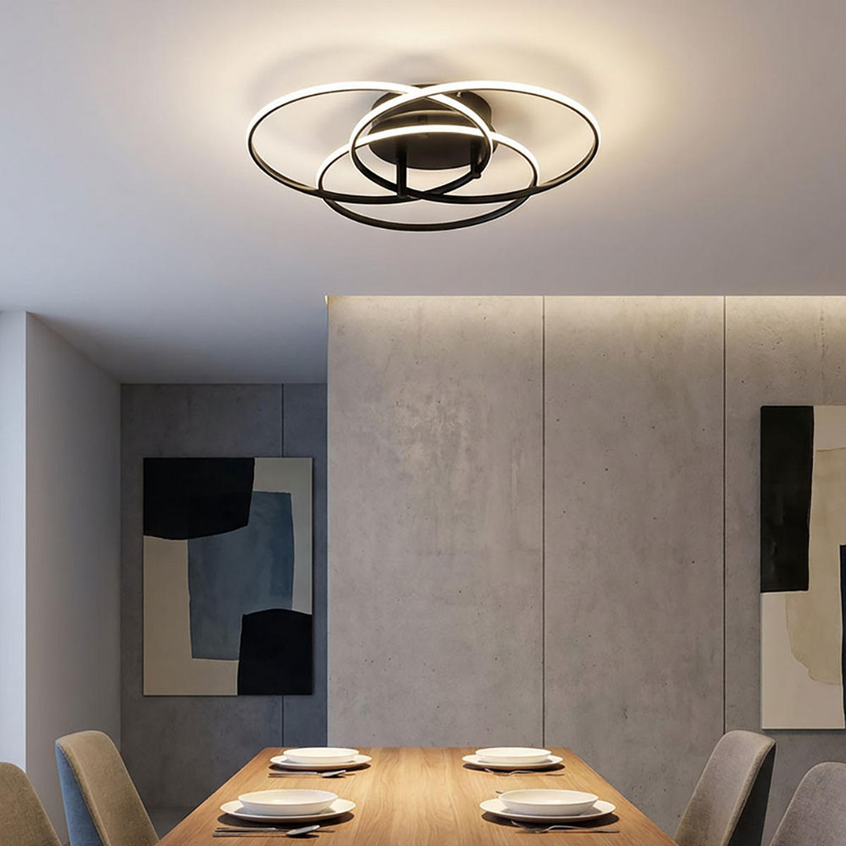 LED DECKENLEUCHTE Metall Schwarz Opal - Schwarz, Metall (45.6/45.6/9.4cm) - Globo Lighting