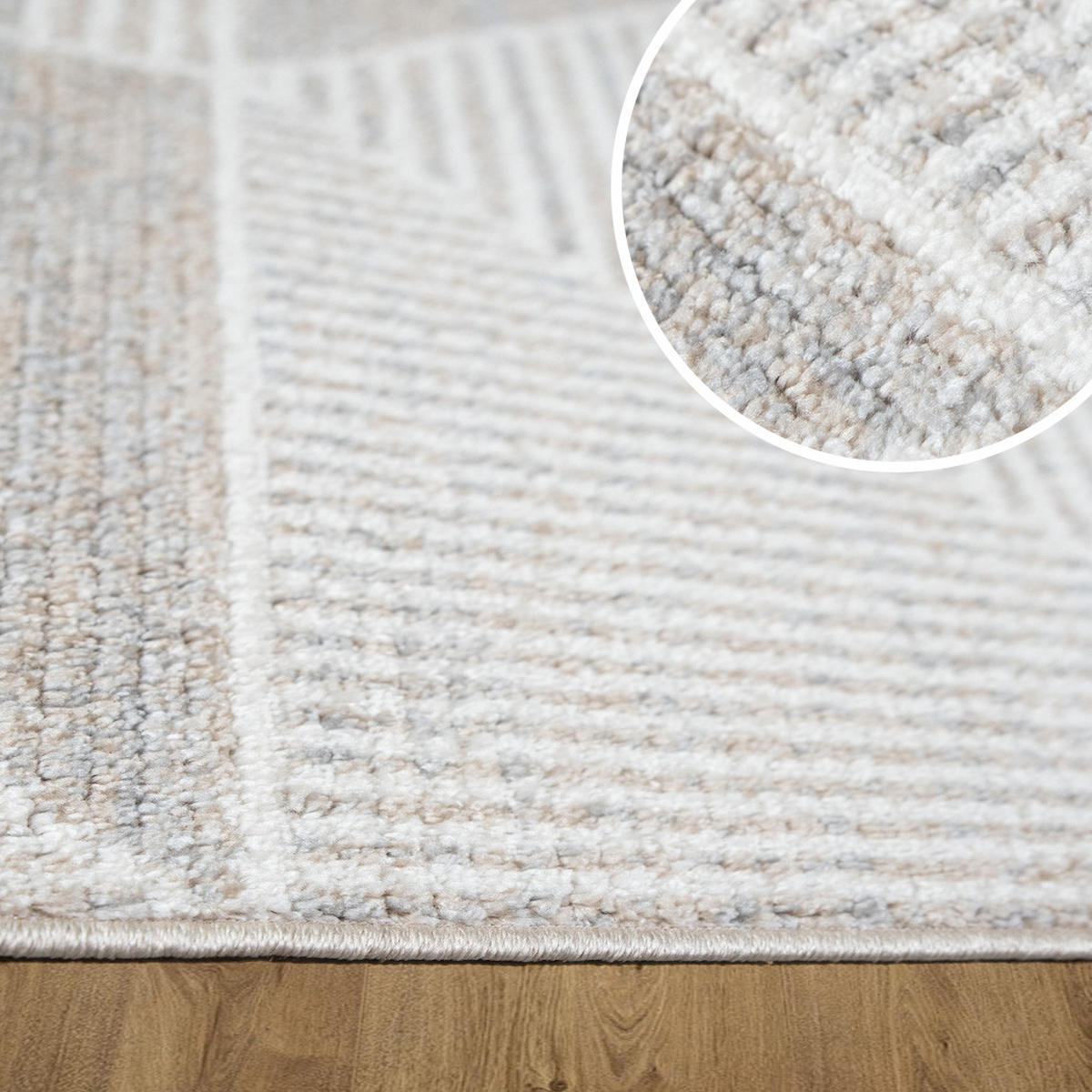 TEPPICH Harmonia geometrisches Design Dreieck Hoch-Tief-Effekt beige 160 x 230 cm - Beige/Creme, Kunststoff/Textil (160/230cm) - oKu-Tex
