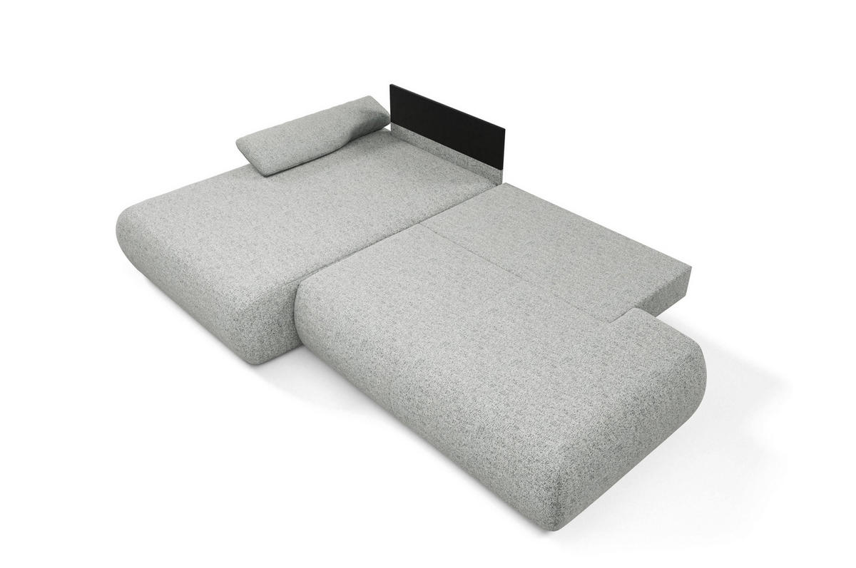 ECKSOFA DELTA L-S Grau Geflochtener Stoff mit Schlaffunktion - Grau, Holz (286/173.5cm) - MASSENO