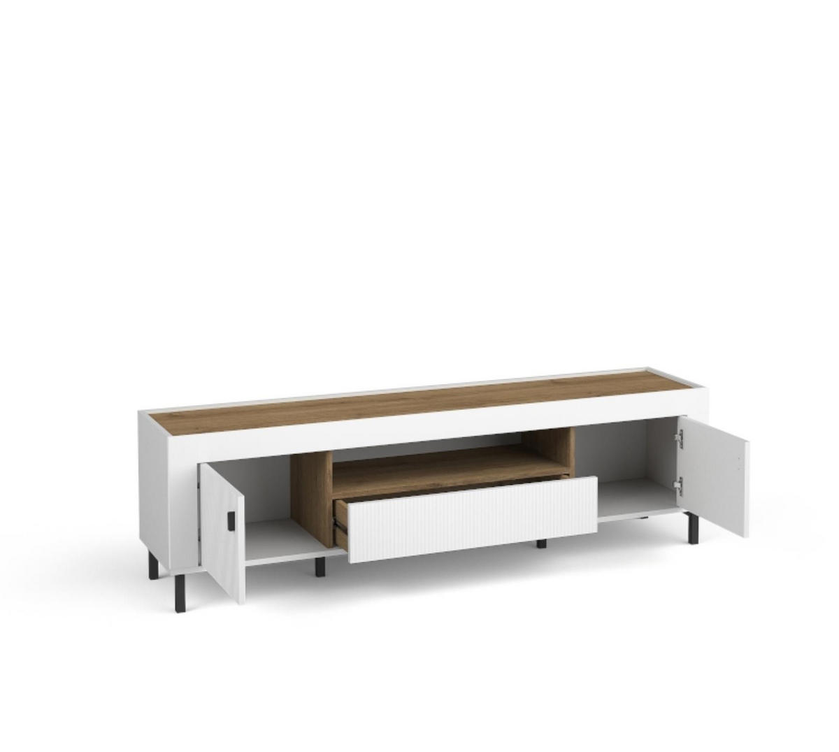 TV-SCHRANK Mossa Weiß - Schwarz/Weiß, Holzwerkstoff (177/52/40cm) - Bettso