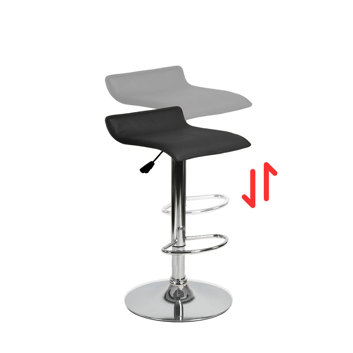 BARHOCKER 2er-Set Metallfüße, schwarz 65-86cm - Chromfarben/Schwarz, Metall (39/86/42cm) - Urban Meuble