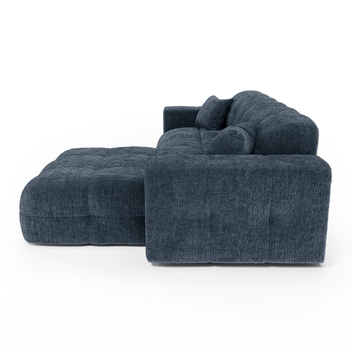ECKSOFA rechtwinklig COCOON Geprägter Samt Mineralblau 230cm - Blau/Dunkelblau, Textil (230/155cm) - Premium Interiors