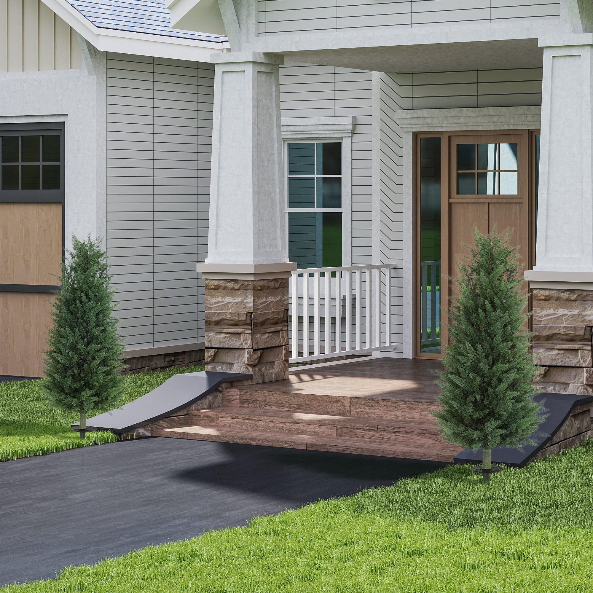 KÜNSTLICHE Zypresse 2er-Set 100 cm Plastik Kunstpflanze mit Bodenpfahl Garten - Grün, Kunststoff (100cm) - HOMCOM