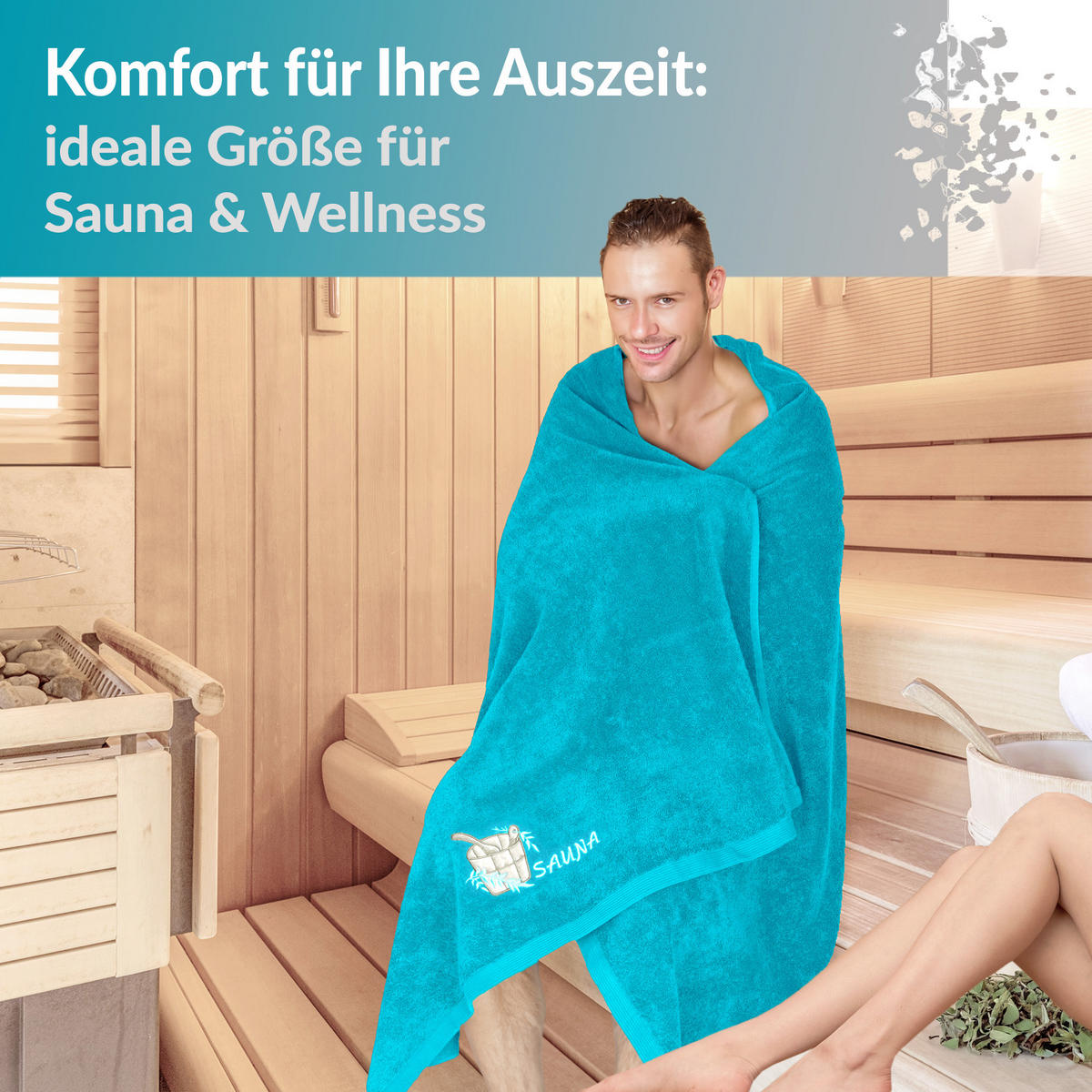 SAUNATUCH Lillby Aquamarin Blau 100x200 cm - Blau, Textil (100/200cm) - Lashuma