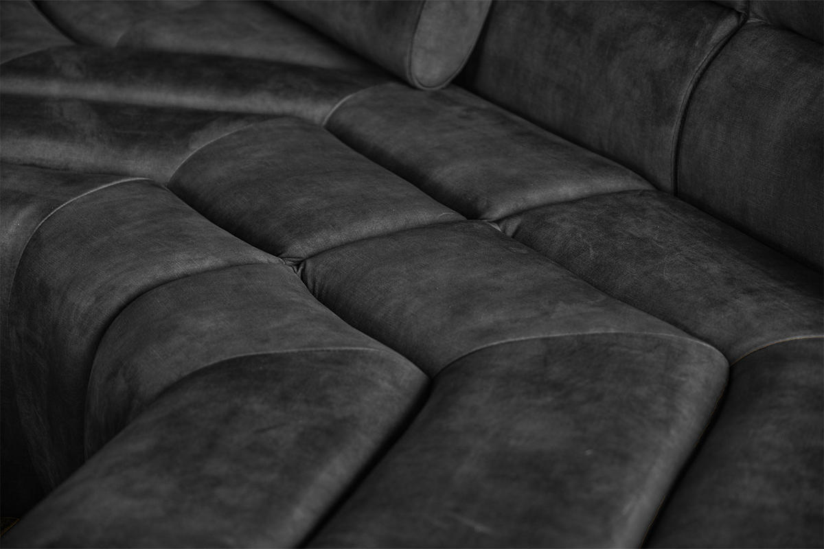 BIG SOFA MIT KISSEN TARA Anthrazit Velvet - Anthrazit, Textil (286/76/143cm) - KAWOLA