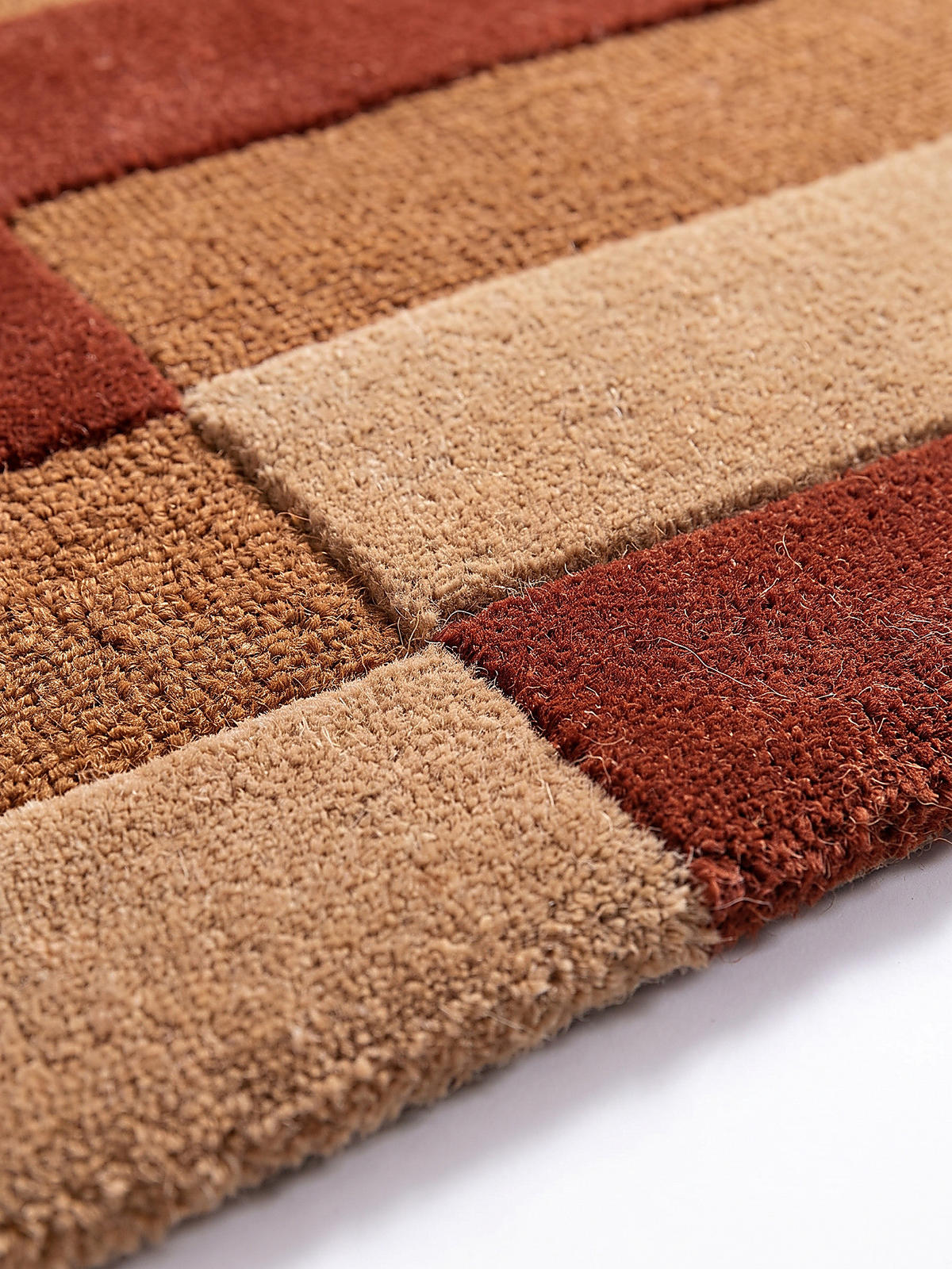 WOLLTEPPICH handgetuftet LUNAN, Blockstreifen, Terrakotta, 160 x 230 cm - Orange, Textil (160/230cm) - KADIMA DESIGN