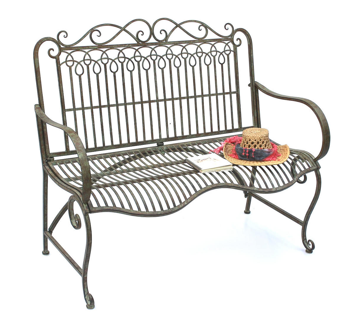 GARTENBANK 2 Sitzer Metall Patina Grün 110 cm 150014 - Grün, Metall (50/98/110cm) - DanDiBo