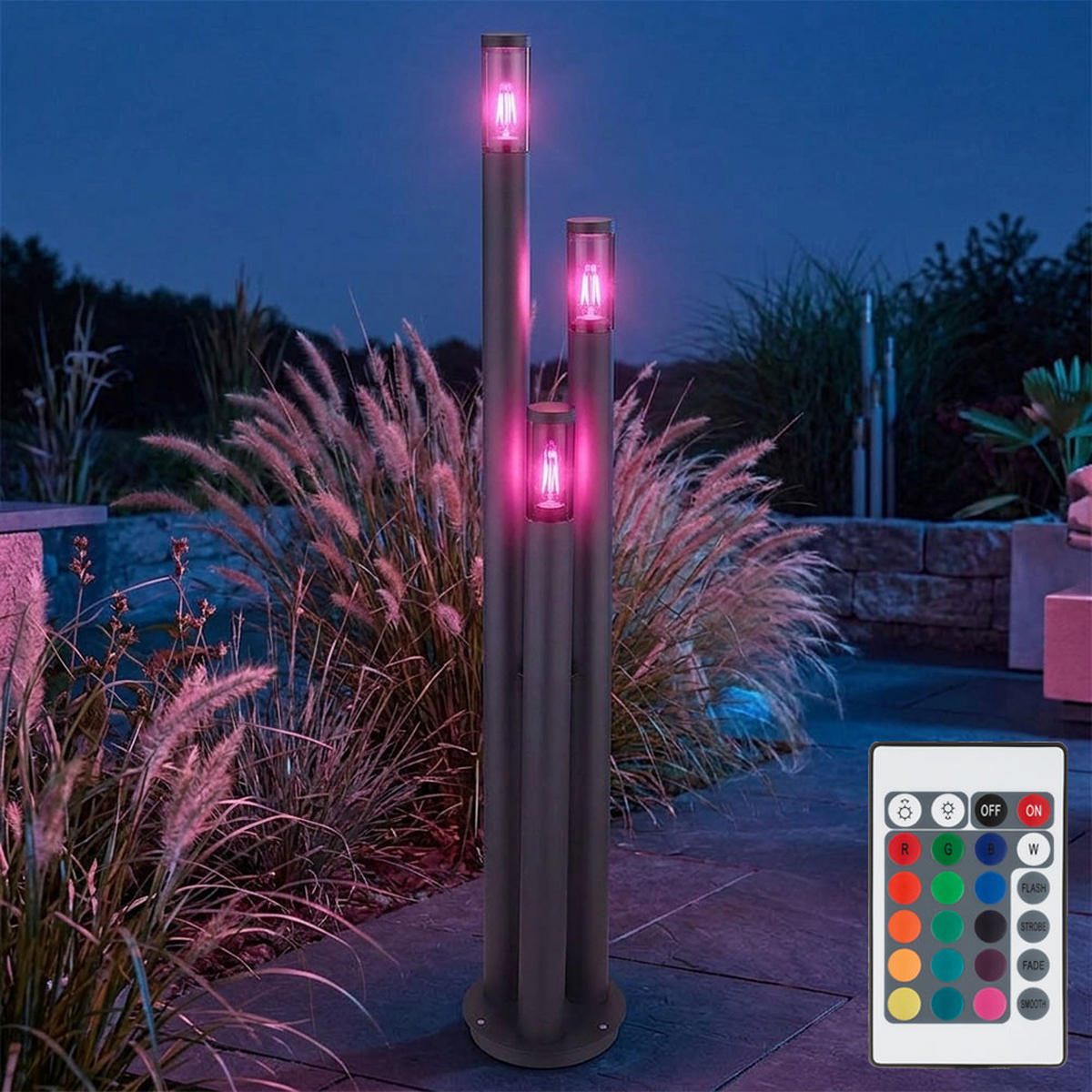 RGB LED STEHLEUCHTE Edelstahl Anthrazit - Anthrazit, Metall (28/28/170cm) - Globo Lighting