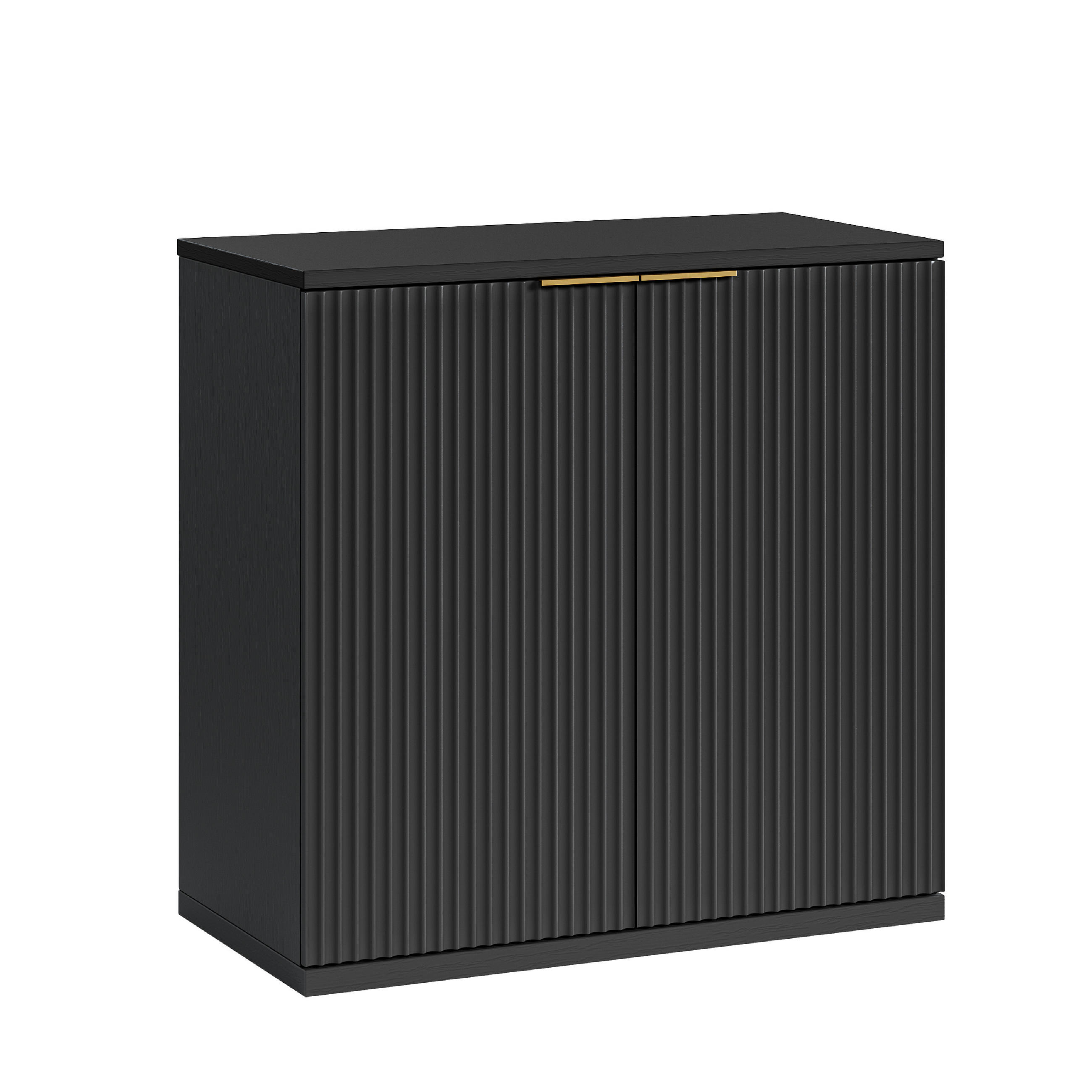 SIDEBOARD DE-38169 80/40/80 cm mit 2 Türen und Faltenfront Schwarz - Schwarz, Holzwerkstoff (80/80/40cm) - ComfortXL
