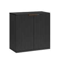 SIDEBOARD DE-38169 80/40/80 cm mit 2 Türen und Faltenfront Schwarz - Schwarz, Holzwerkstoff (80/80/40cm) - ComfortXL