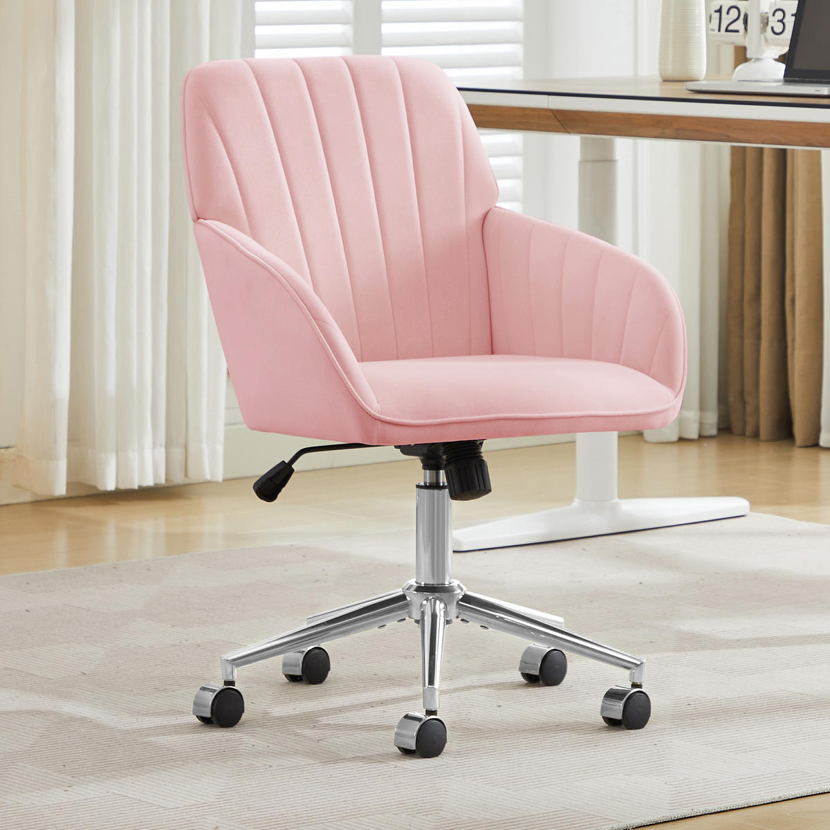 BÜROSTUHL Pink Höhenverstellbar - Pink, Metall (62/97/60cm) - PANGIVO