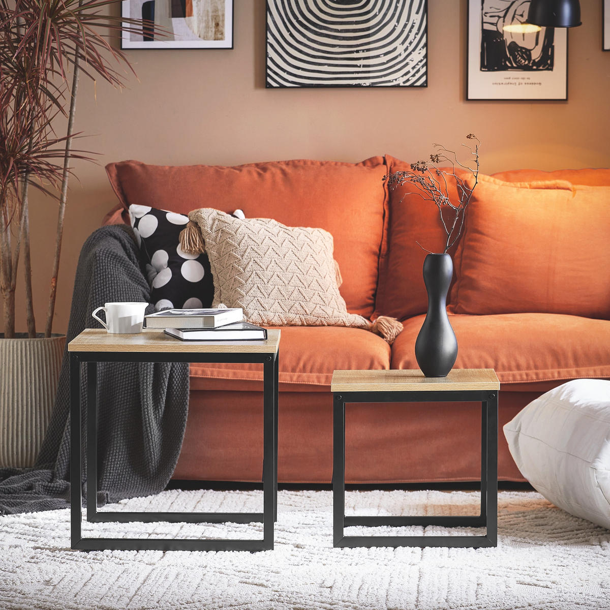 COUCHTISCH 2er Set Natur - Naturfarben, Holzwerkstoff (50/50/50cm) - SoBuy