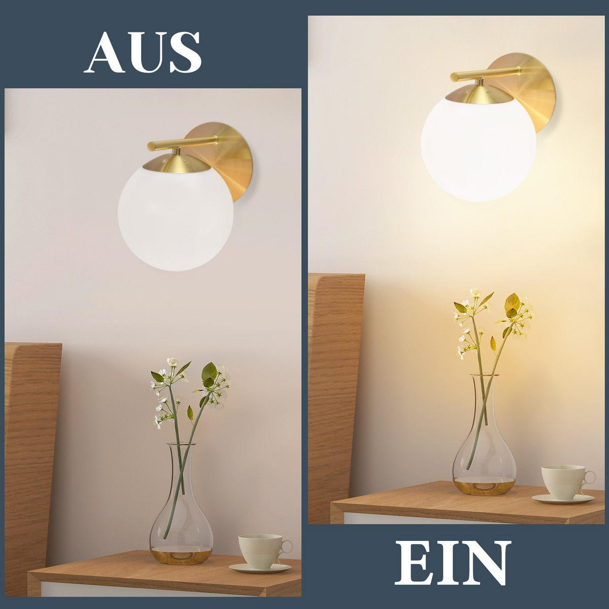 WANDLEUCHTE Quelle - Goldfarben, Metall (20/12/20cm) - Nettlife