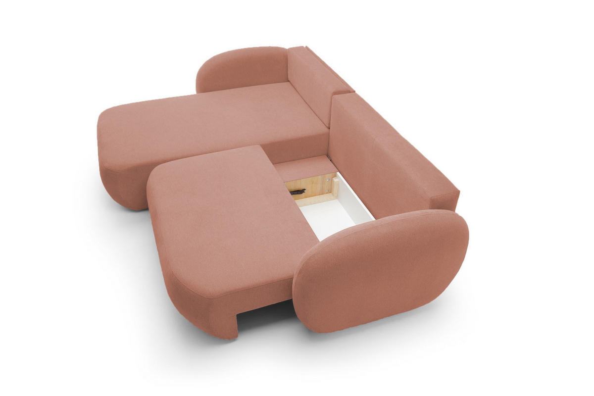 ECKSOFA OLIO L-Form Schlaffunktion mit Bettkasten, lose Rückenkissen, freistehend, LINKS 174x248 cm Rose - Rosa, Holz/Textil (174/248cm) - DomoHome