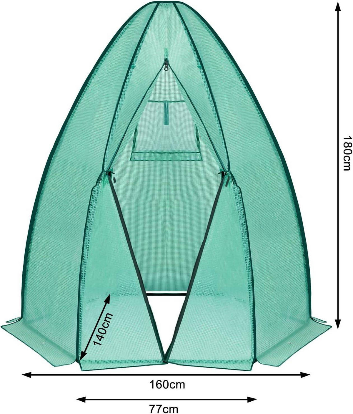 FOLIENGEWÄCHSHAUS, PE-halbdurchsichtiges Tomatengewächshaus - Grün, Textil/Metall (160/180/160cm) - Woltu