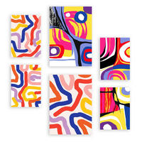 POSTER Set Mit 6 Lebendige Formen In Farbenfrohe Zusammenfassungen A3 & A4 Rahmenlos - Klar, Papier (29/3cm) - Nacnic