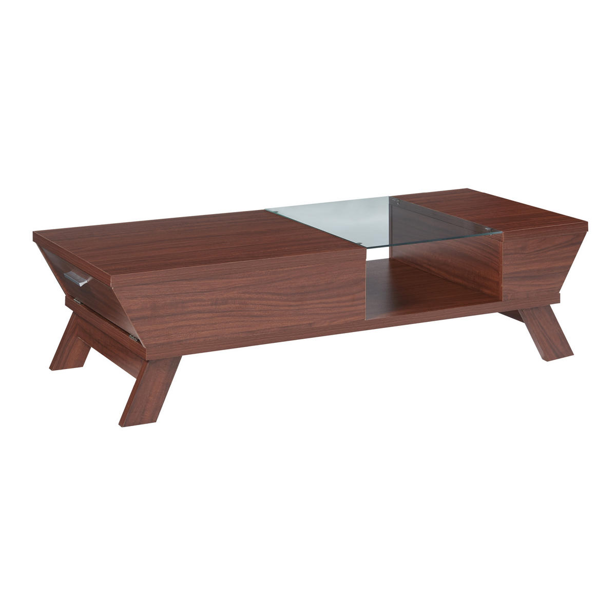 COUCHTISCH Ljusdal 120/55/33 cm - Walnussfarben, Glas/Holzwerkstoff (55/120/33cm) - [en.casa]