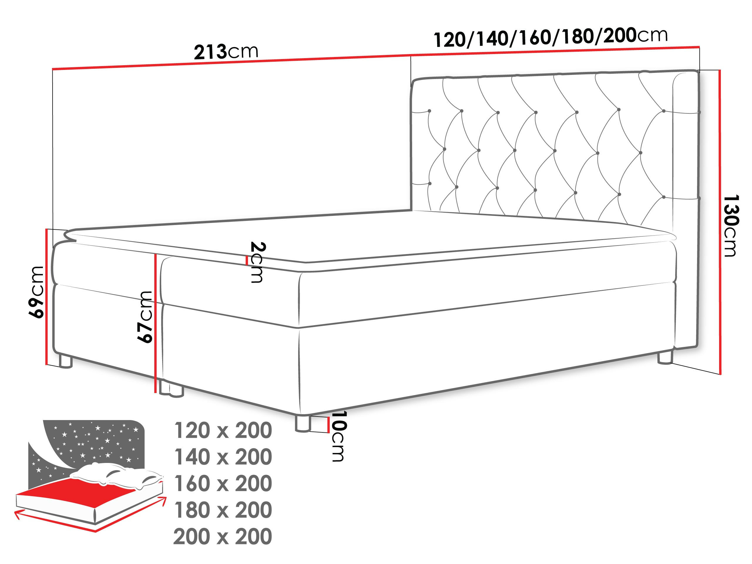 Thumbnail - Mirjan24 Boxbett, Grau, Holz, H3, 140x200 cm, Schlafzimmer, Betten, Boxspringbetten