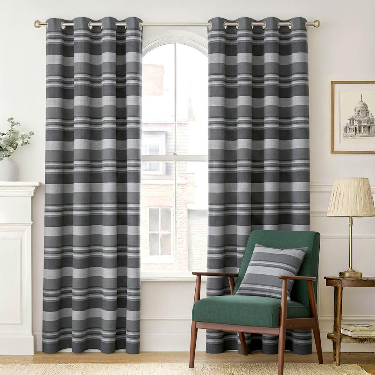 ÖSENVORHANG Morocco blickdicht 2er-Set, 167/182 cm - Grau, Textil (167/182cm) - Homescapes