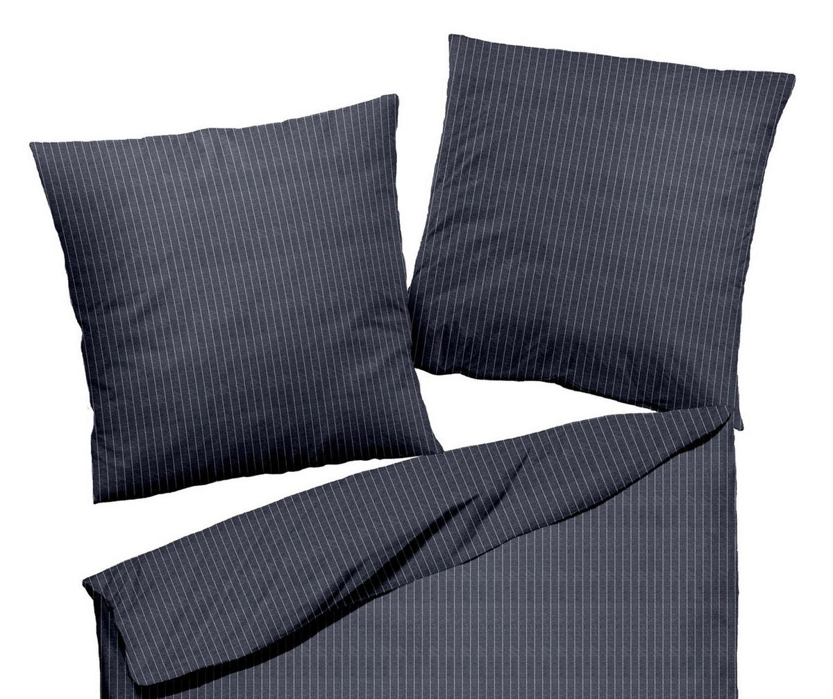 BETTWÄSCHE Biber 135x200 Blau Streifen Flanell Winter Bettbezug gestreift - Made in Germany - Dunkelblau, Textil (135/200cm) - Carpe Sonno