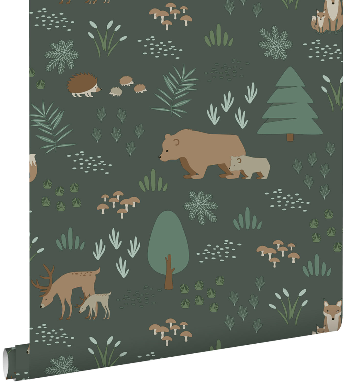 TAPETE Wald mit Waldtieren 53 cm x 10.05 m - Grün, Papier (53/0.1cm) - ESTAhome