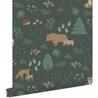 TAPETE Wald mit Waldtieren 53 cm x 10.05 m - Grün, Papier (53/0.1cm) - ESTAhome