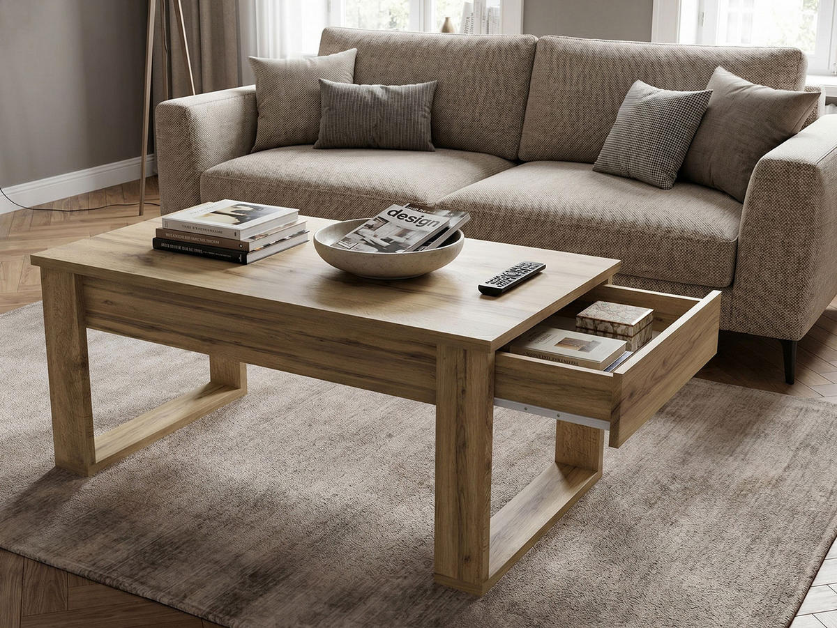 COUCHTISCH Nea Eiche Wotan 110 / 60 / 52cm - Eichefarben, Holz/Holzwerkstoff (60/110/52cm) - Feldmann-Wohnen
