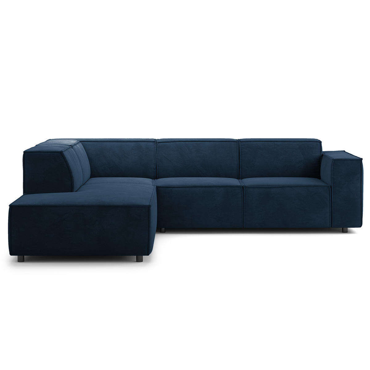 ECKSOFA mit Ottomane - Schwarz/Dunkelblau, Kunststoff/Textil (260/234cm) - home24