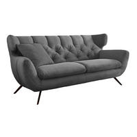 SOFA CHARME Grau Cord - Graphitfarben/Schwarz, Textil/Metall (200/94/95cm) - KAWOLA