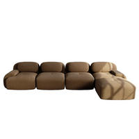 ECKSOFA 388/178/70 cm Braun Cord mit extra-breiten Armlehnen, Rahmenloses - Braun, Textil (388/178cm) - Oxeza