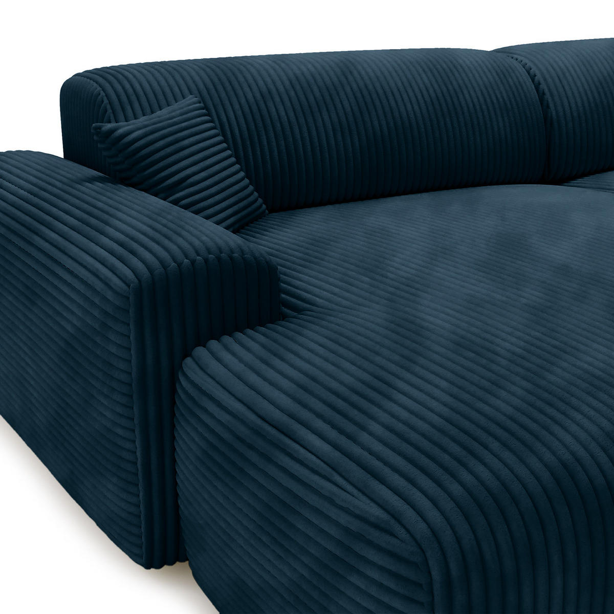 ECKSOFA mit Longchair - Cord - Blaugrau/Schwarz, Kunststoff/Textil (284/178cm) - home24