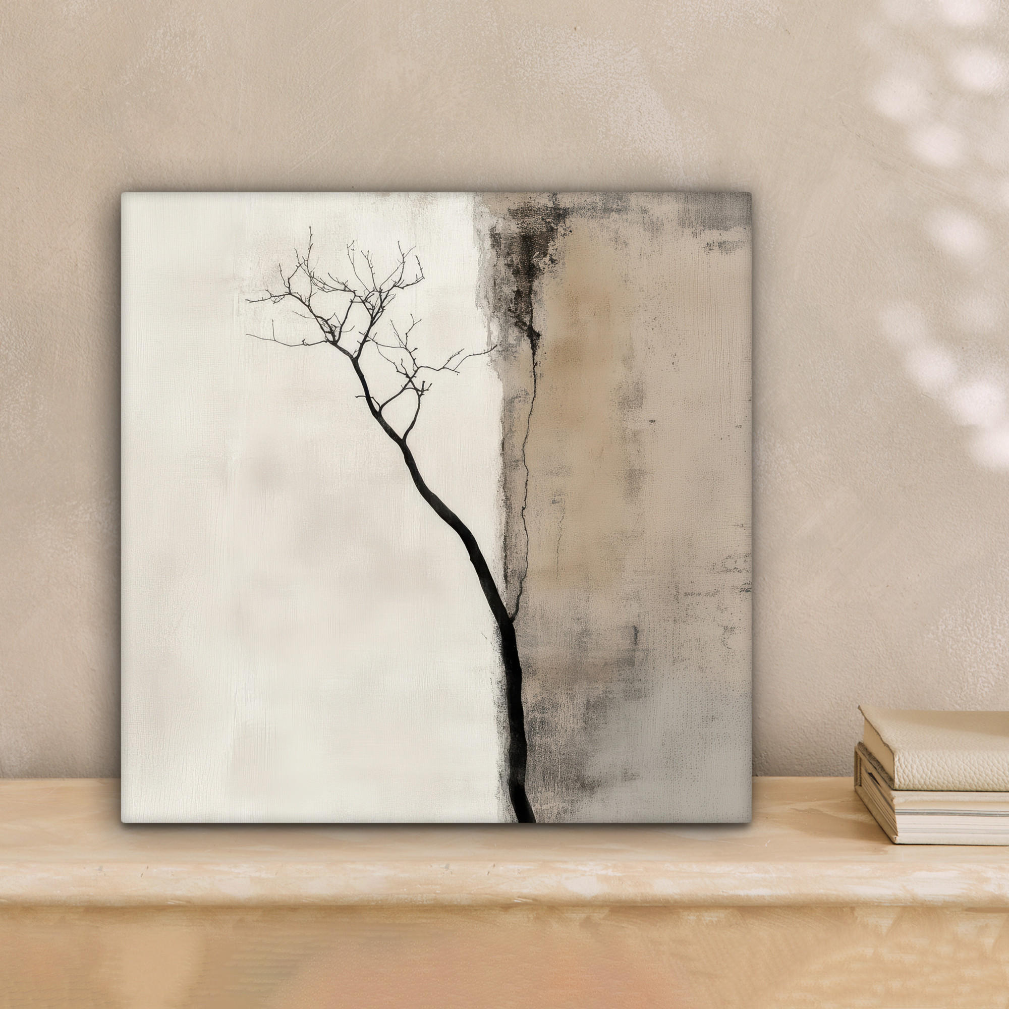 LEINWANDBILD Wabi sabi - Pflanze - Beige 20x20 cm - Taupe, Textil (20/20cm) - MuchoWow