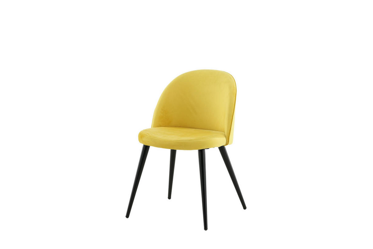 STUHL 2er-Set velours gelb, schwarz - Gelb, Holzwerkstoff (50/77/57cm) - ebuy24