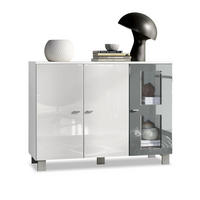 SIDEBOARD Denjo Tür in Grau Hochglanz - Grau, Holzwerkstoff (107/81/35cm) - Vladon