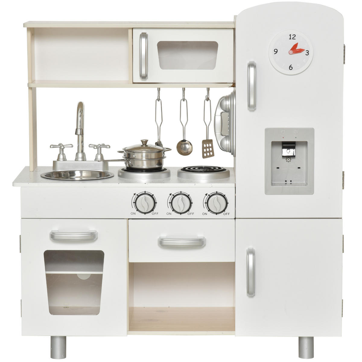 KINDERKÜCHE DE-10398 mit Ofen, Spüle & Kühlschrank Weiß - Weiß, Holzwerkstoff (74/30/81cm) - ComfortXL