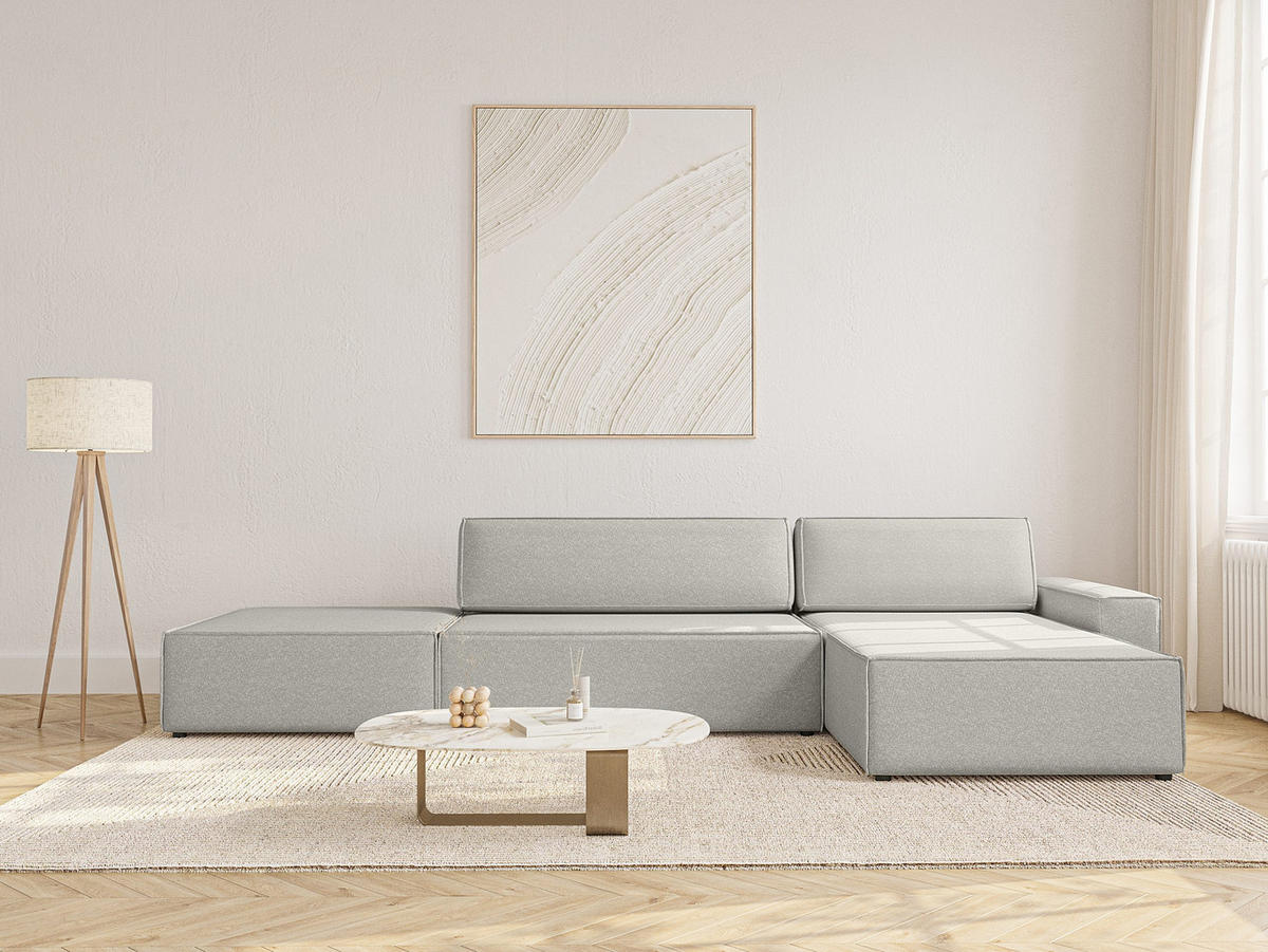 ECKSOFA Lummo La mit Schlaffunktion, Grau - Grau, Textil (363/185cm) - Fedve