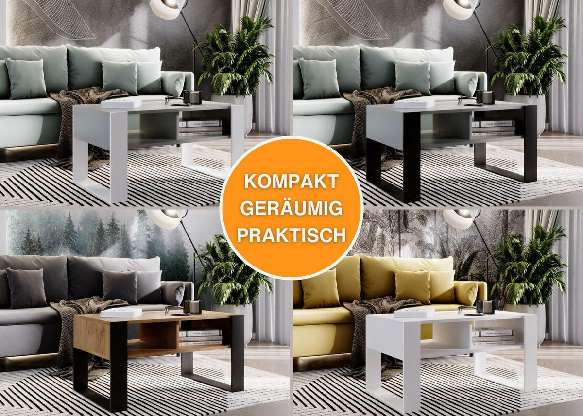 COUCHTISCH Kora92 92/45/53,6 - Dunkelgrau/Weiß, Holzwerkstoff (54/92/45cm) - RAUMHIRSCH FURNITURE