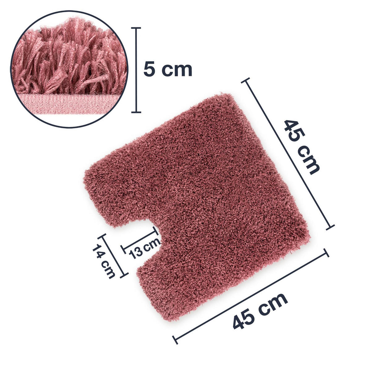 BADTEPPICH MIT WC AUSSCHITT VIENNA - Altrosa, Textil (45/45cm) - WohnDirect