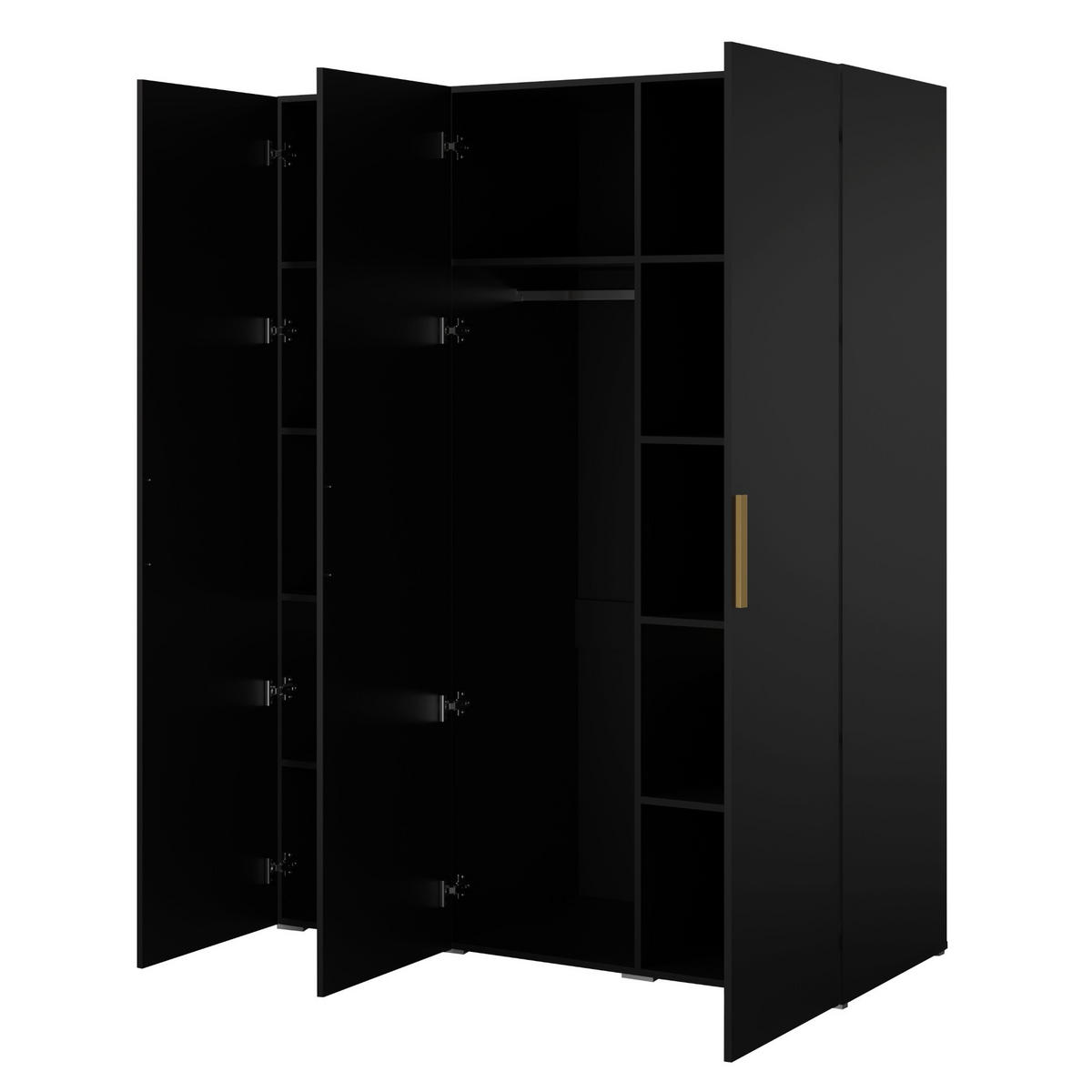 DREHTÜRENSCHRANK Napoli 3D 150 Schwarz (schwarzer oder goldener Griff) - Silberfarben/Schwarz, Holzwerkstoff/Kunststoff (150/35/60cm) - mzm24