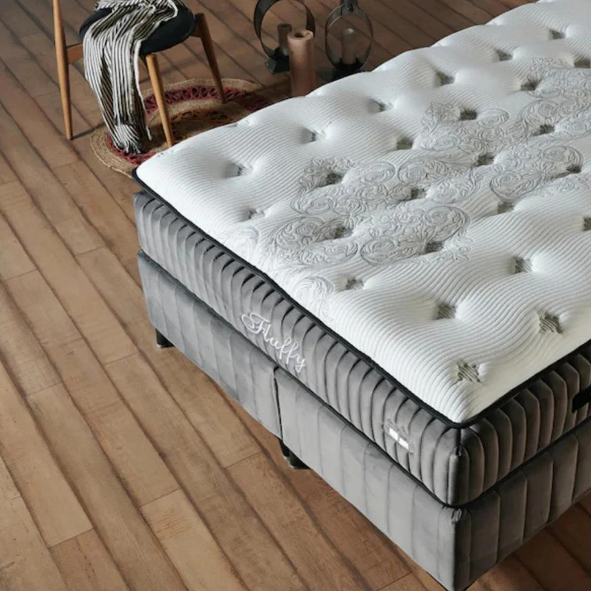 BOXBETT Fluffy Set Nature 140x200 - Anthrazit, Holz (140/200cm) - Gowoll