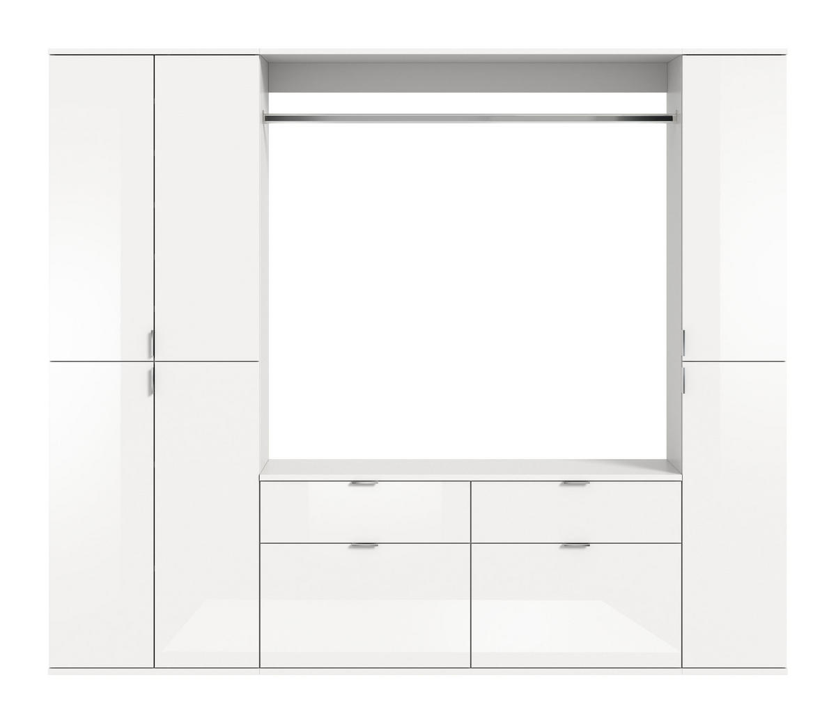 GARDEROBENKOMBINATION 4tlg. Projekt X Garderobe in weiß Nb. und weiß hochglanz B/H/T: 212x193x34 cm - Weiß, Holzwerkstoff (212/193/34cm)