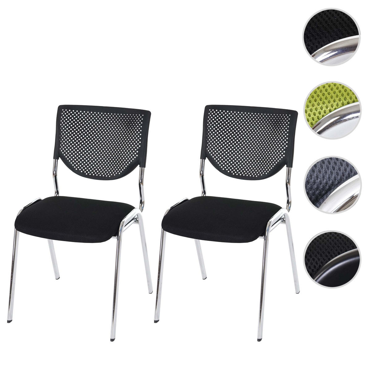 BESUCHERSTUHL Schwarz 2er-Set - Schwarz, Textil (49/83/58cm) - MCW